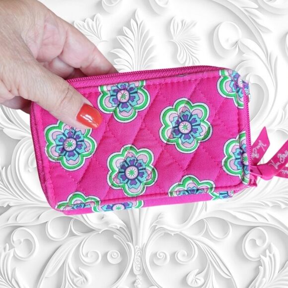 Vera Bradley pink zip around quilted catds coin wristlet wallet - Picture 4 of 7